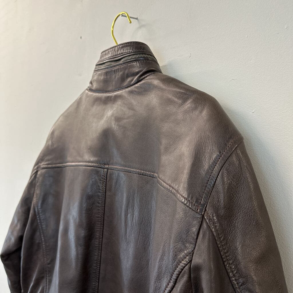 Pronto Uomo Brown Leather Jacket Large