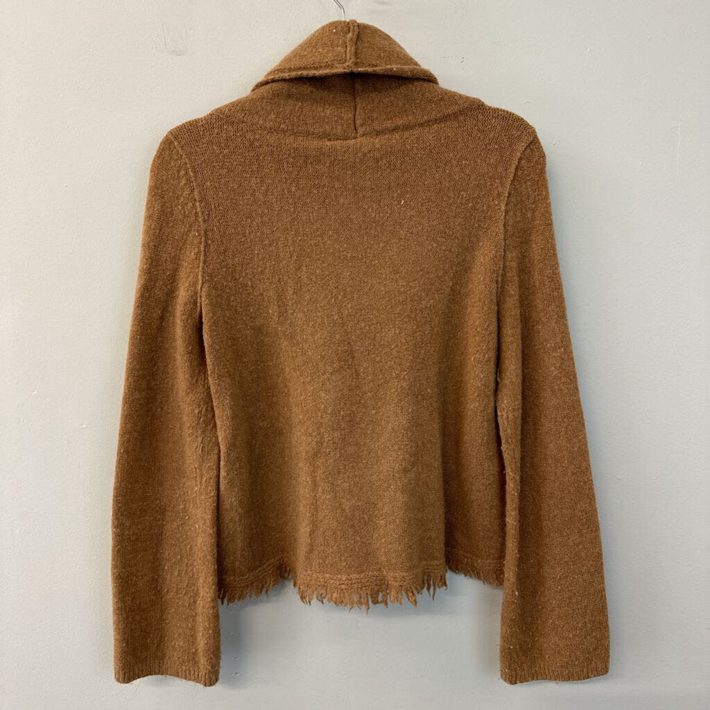 Akemi Kin by Anthropologie Brown Frayed Hem Long Sleeve Turtleneck Top Extra Small