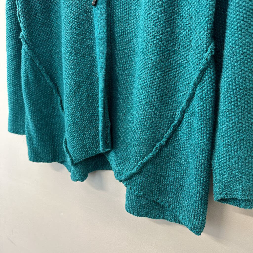 Habitat Teal Knit Long Sleeve Sweater Top With Black Buttons Large