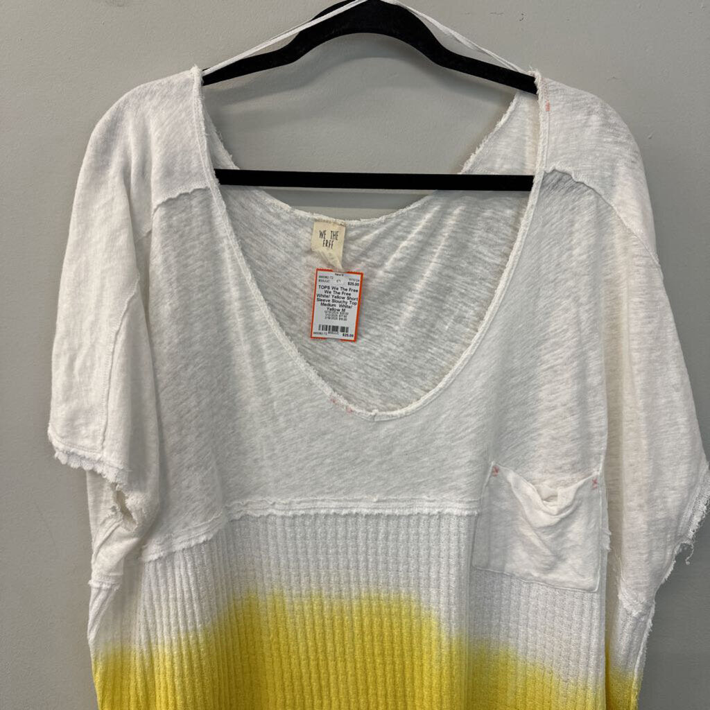 We The Free White/ Yellow Short Sleeve Slouchy Top Medium