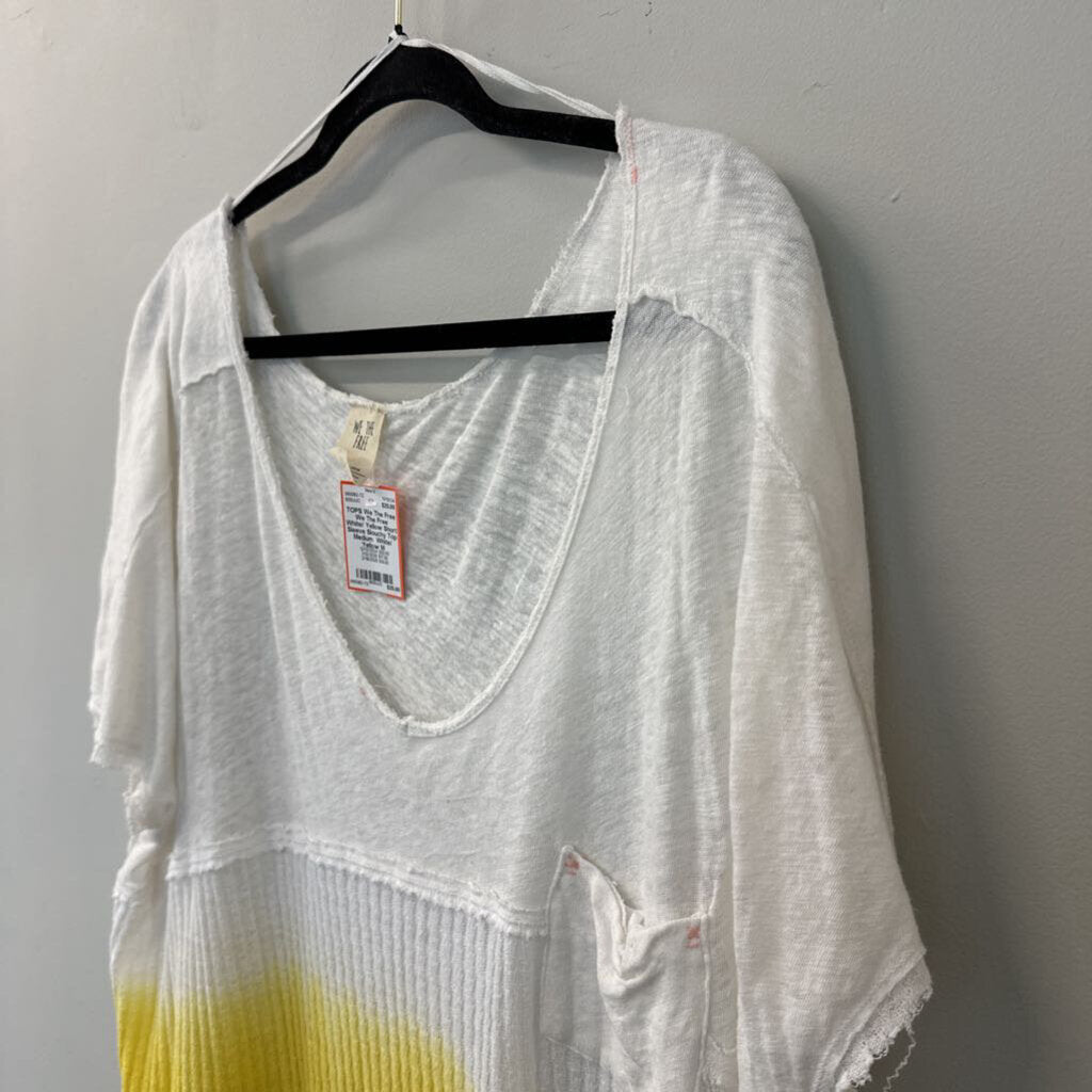 We The Free White/ Yellow Short Sleeve Slouchy Top Medium