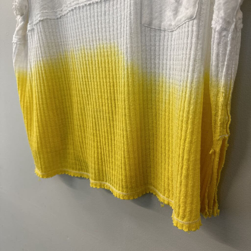 We The Free White/ Yellow Short Sleeve Slouchy Top Medium