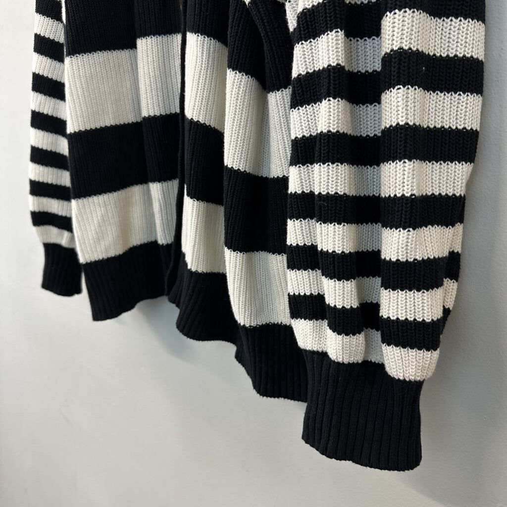 Future Collective Black/ White Striped Button Front Cardigan Sweater 3X