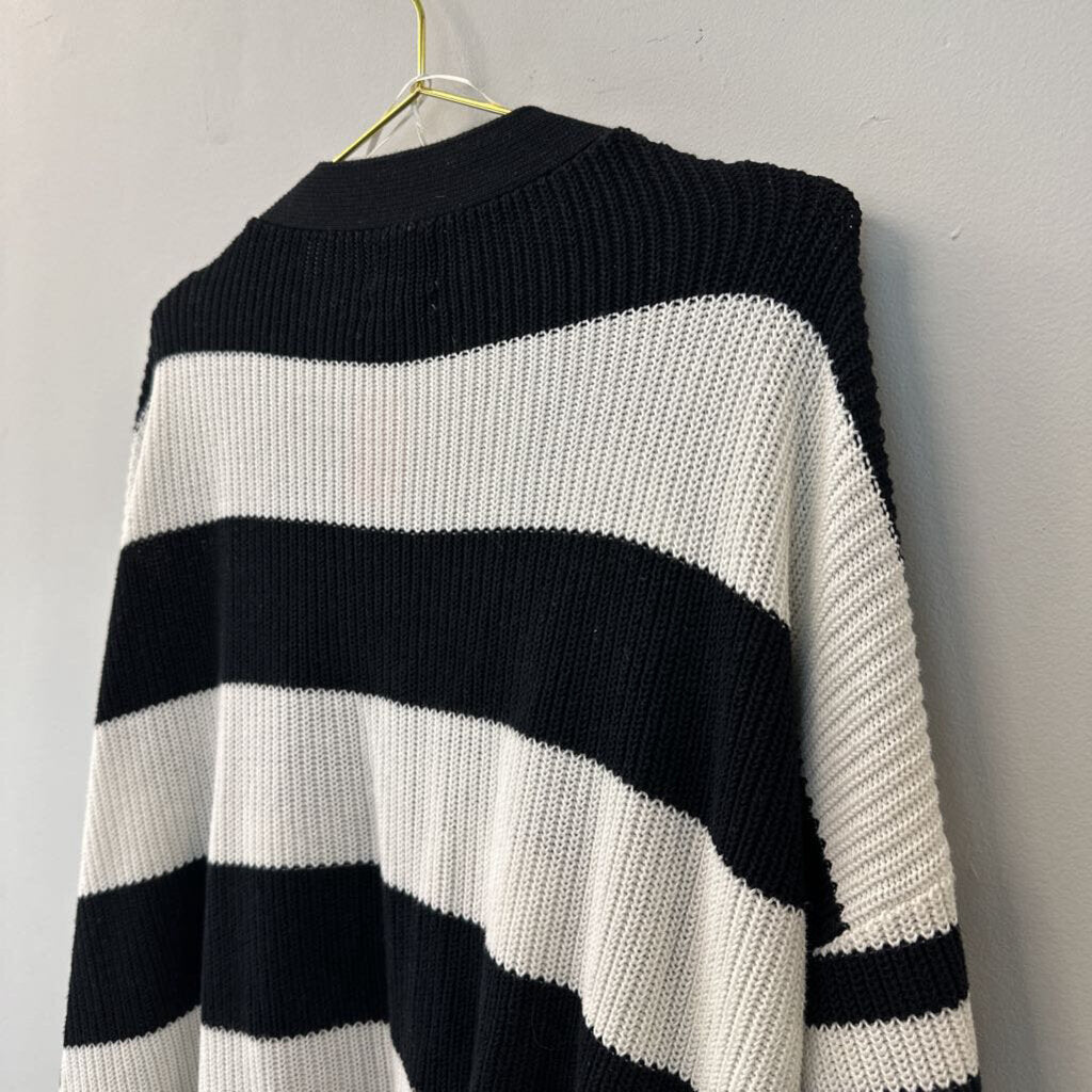 Future Collective Black/ White Striped Button Front Cardigan Sweater 3X