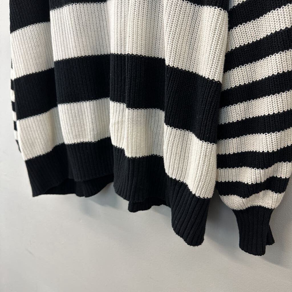 Future Collective Black/ White Striped Button Front Cardigan Sweater 3X