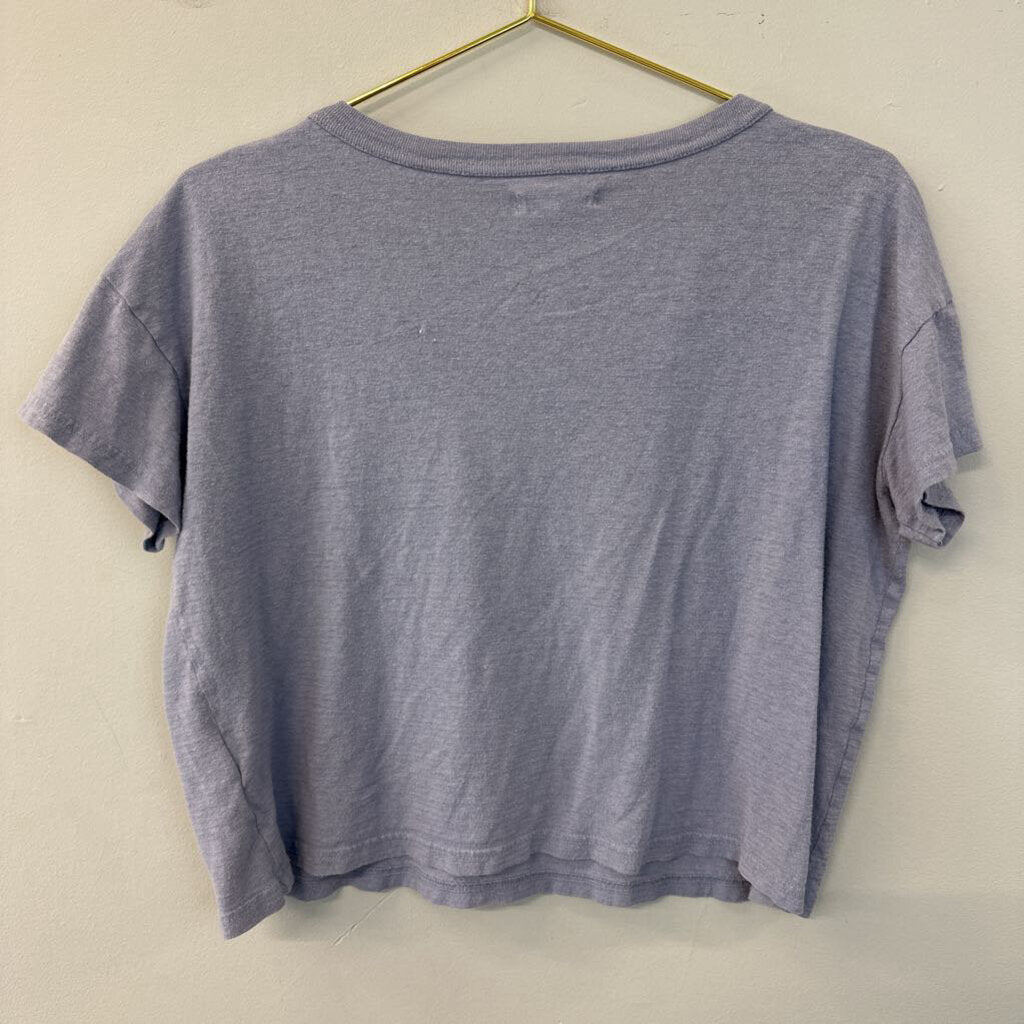 Madewell Purple Short Sleeve Boxy Crop Top Small