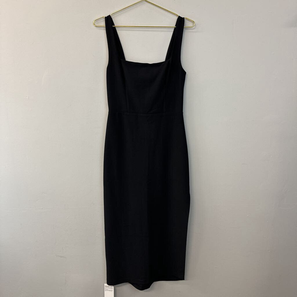 Abercrombie and Fitch Black Fitted Sleeveless Midi Dress Medium