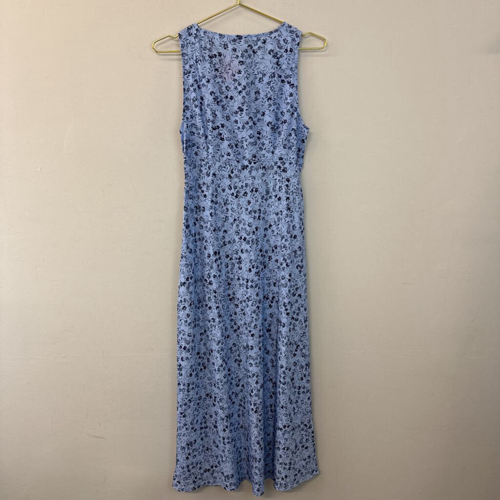 Madewell Blue Floral Print Sleeveless Silky Midi Dress 4