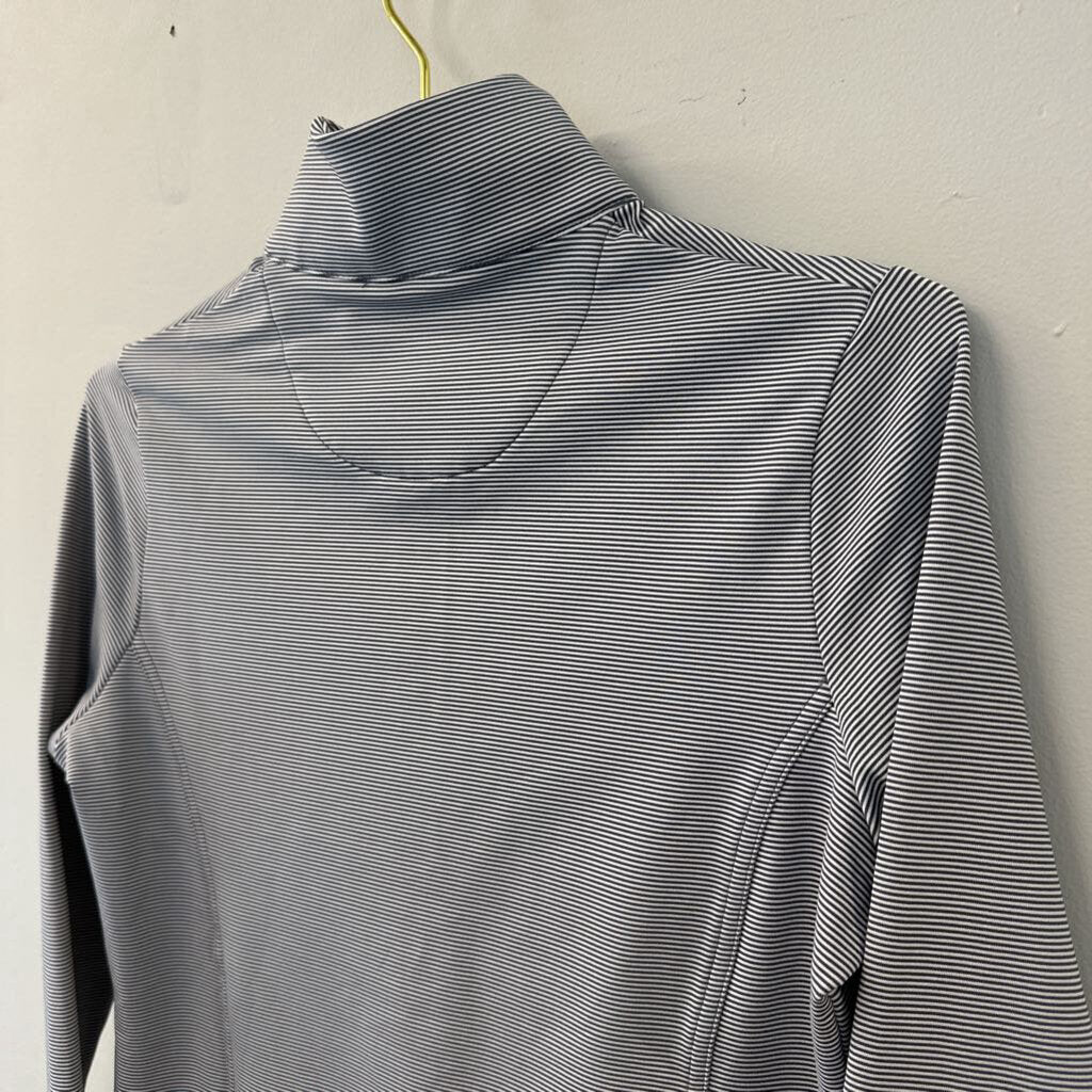 Peter Millar Grey/ White Striped VT Half Zip Pullover Small