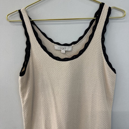 Loft Beige/ Black Trim Knit Tank Small