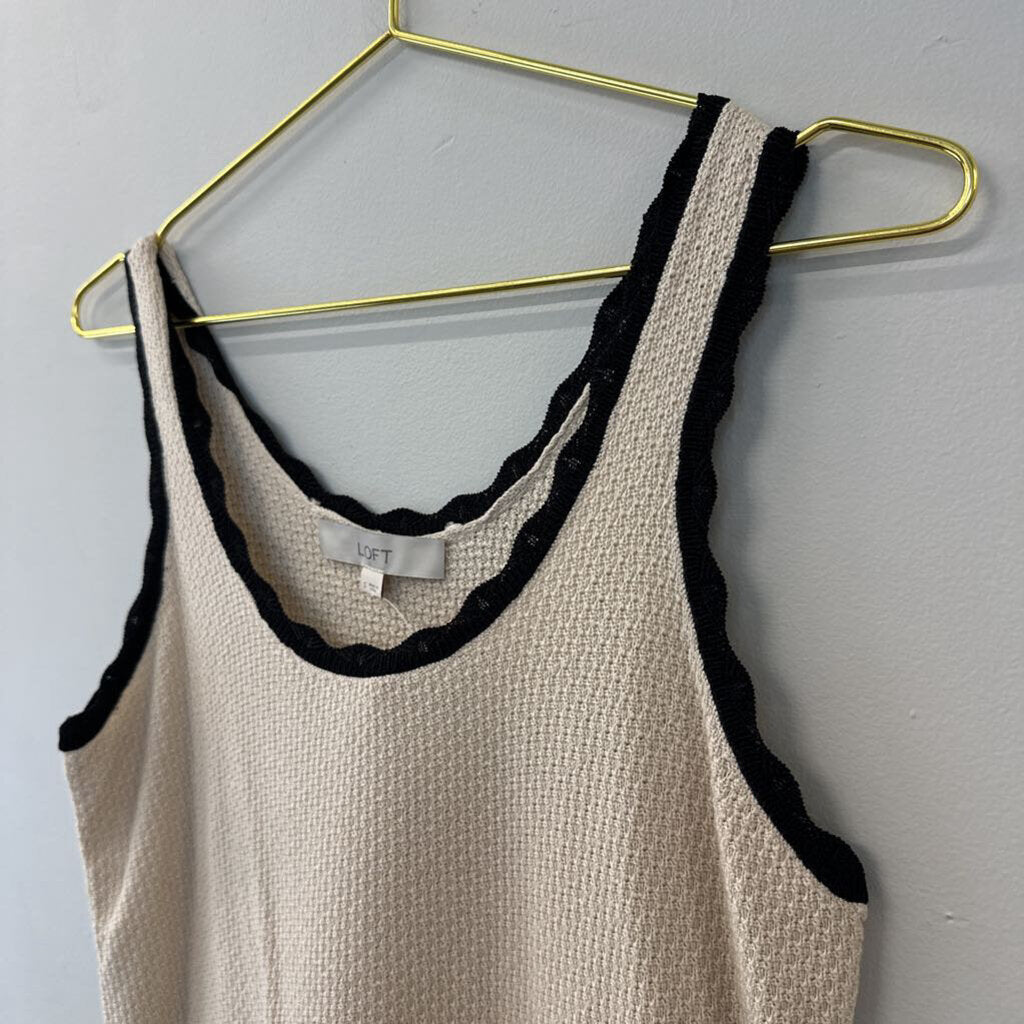 Loft Beige/ Black Trim Knit Tank Small