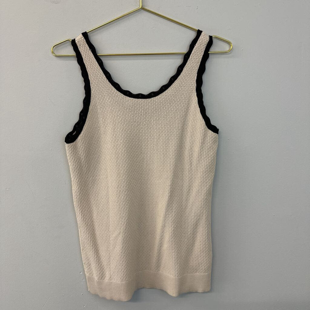 Loft Beige/ Black Trim Knit Tank Small