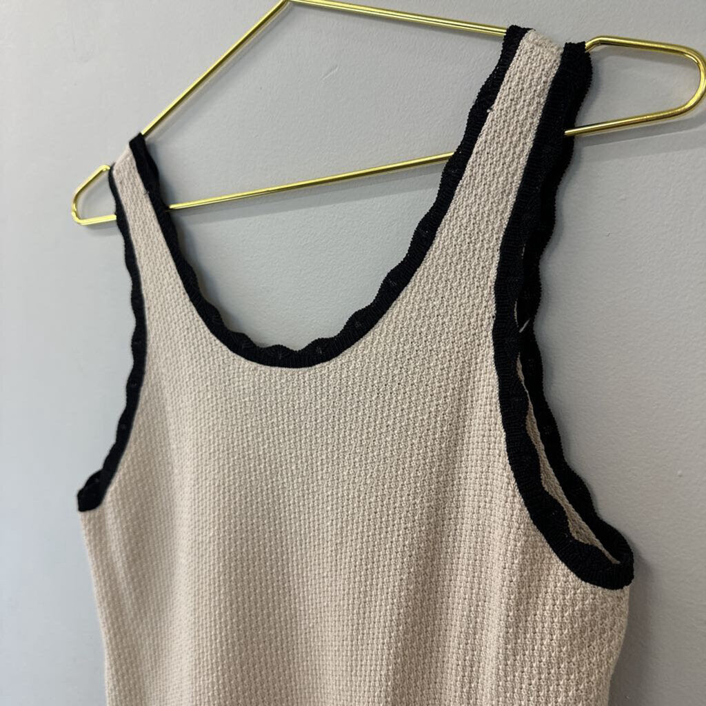 Loft Beige/ Black Trim Knit Tank Small