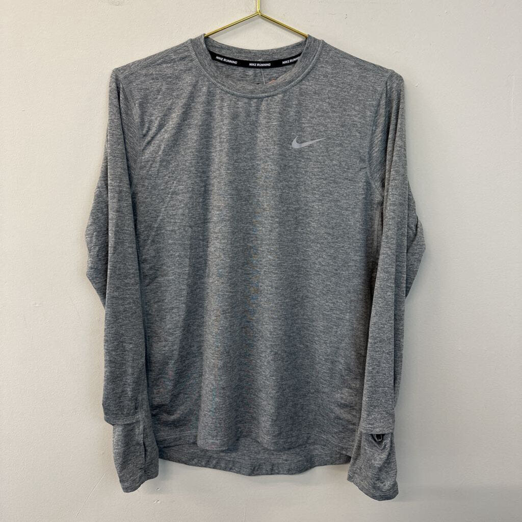 Nike Grey Long Sleeve Athletic Long Sleeve Top Medium