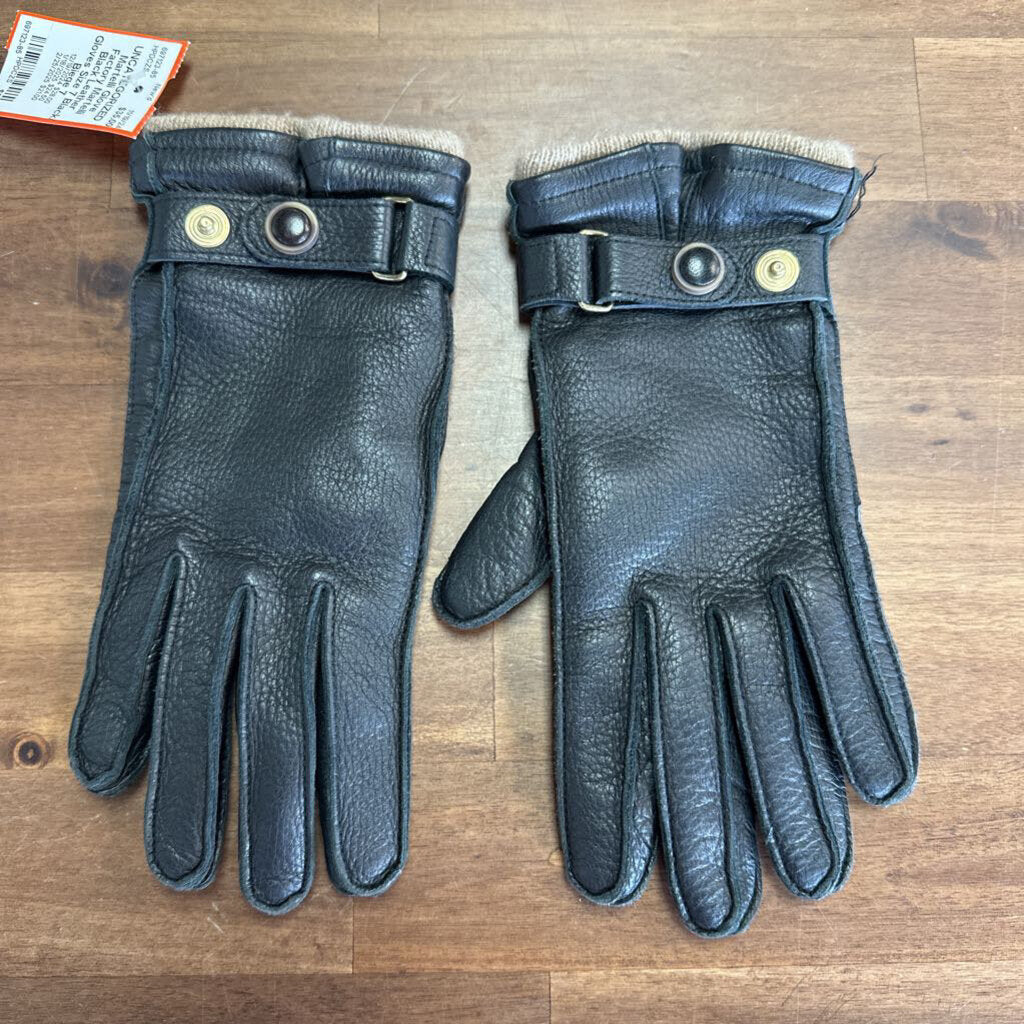 Martelli Black Leather Gloves Size 7