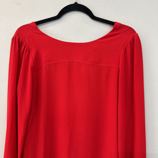 Loft Silky Red Button Back Long Sleeve Top Extra Small