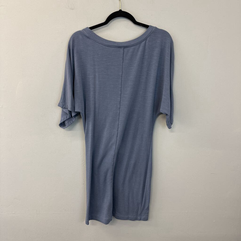 Daily Practice Anthropologie Blue Short Sleeve Knot Front Dress Medium