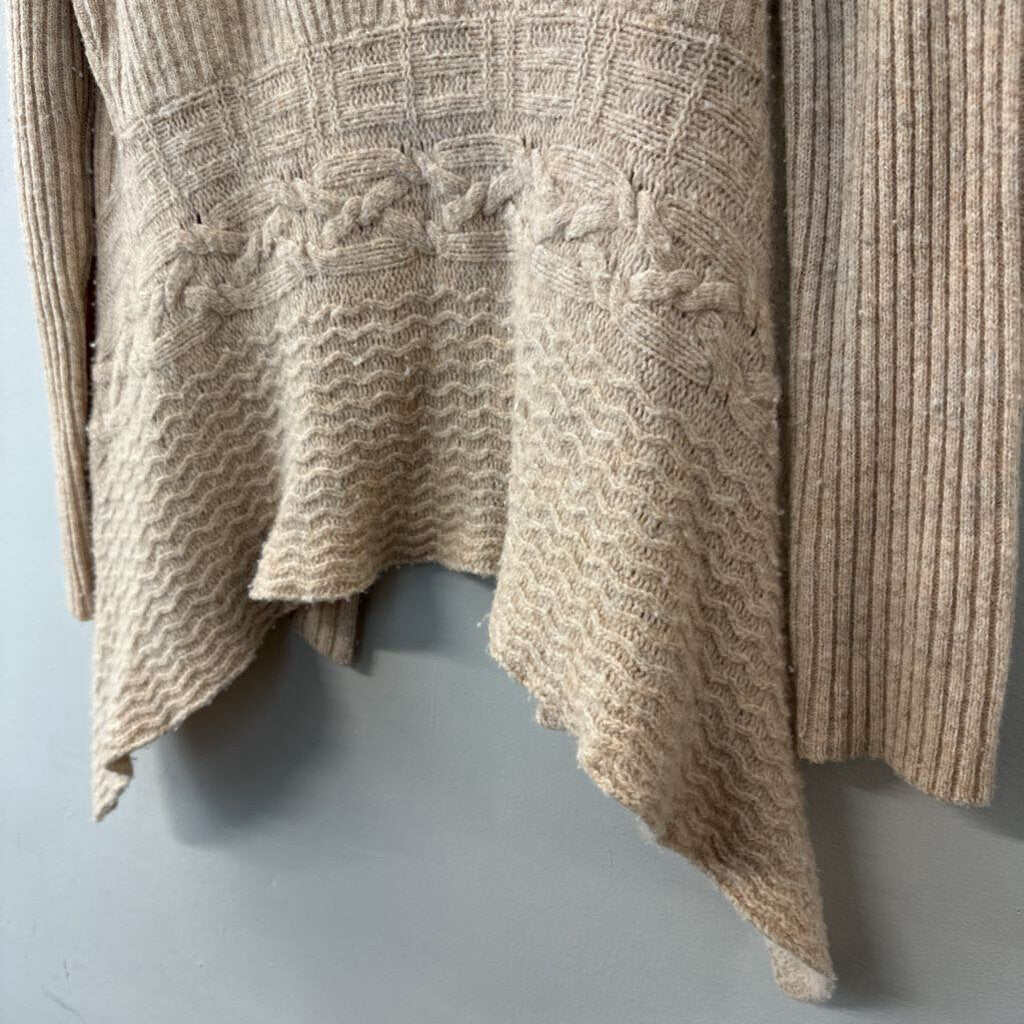 Anthropologie Beige Knit Open Front Long Sleeve Cardigan Sweater Medium