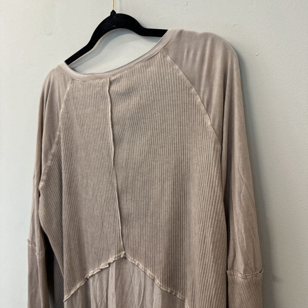 POL Beige V Neck Long Sleeve Top 2XL