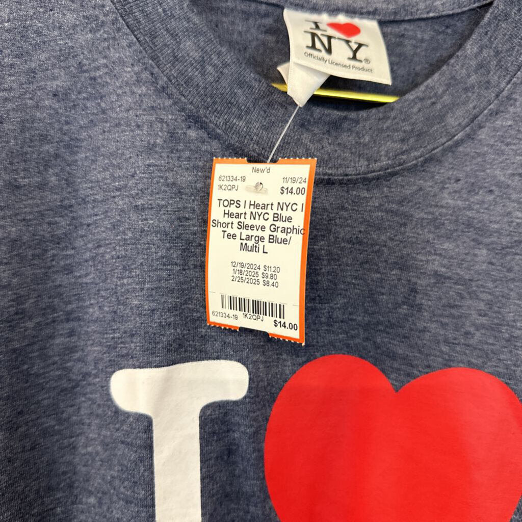 I Heart NYC Blue Short Sleeve Graphic Tee Large