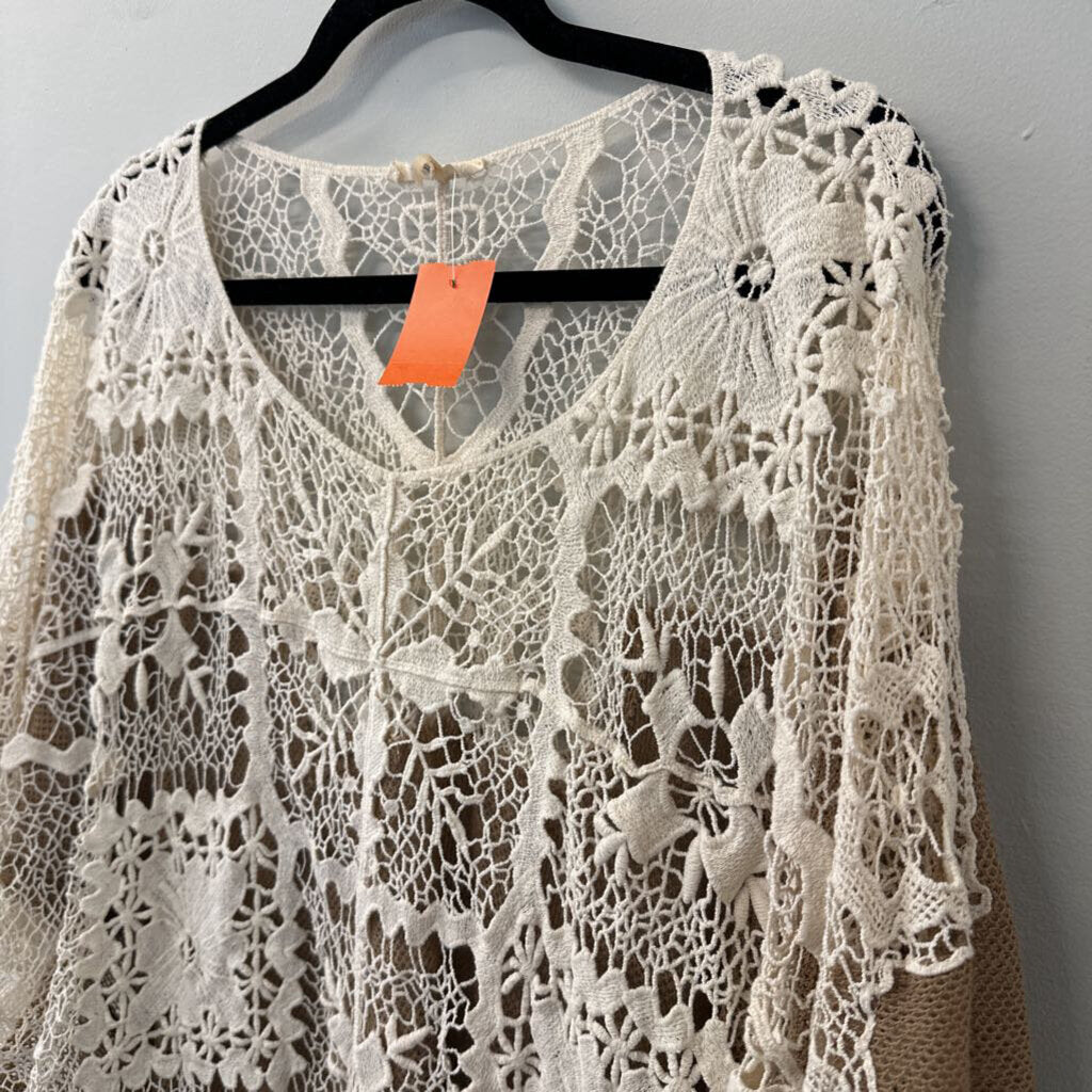 Sheer Crochet Front Tunic Top