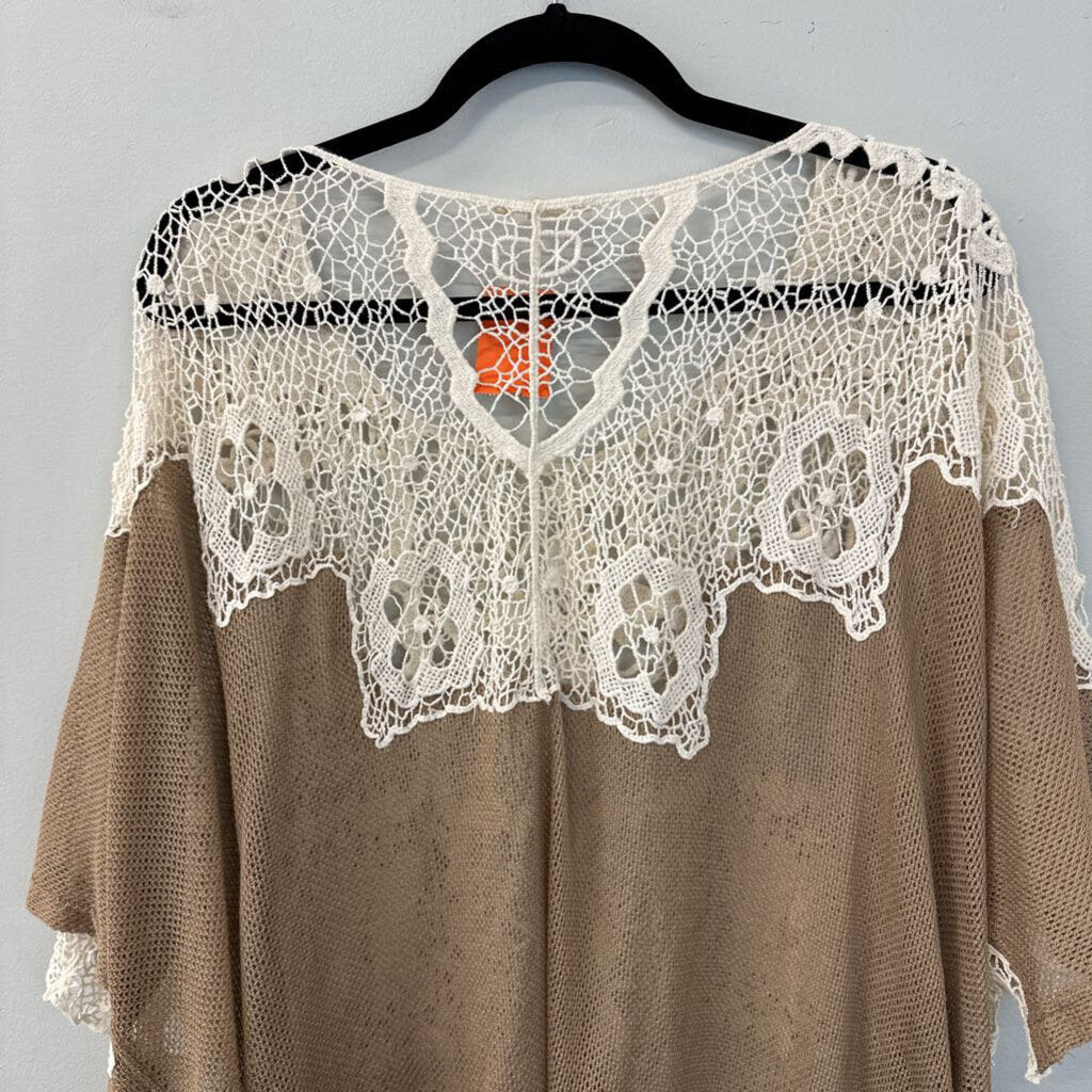 Sheer Crochet Front Tunic Top