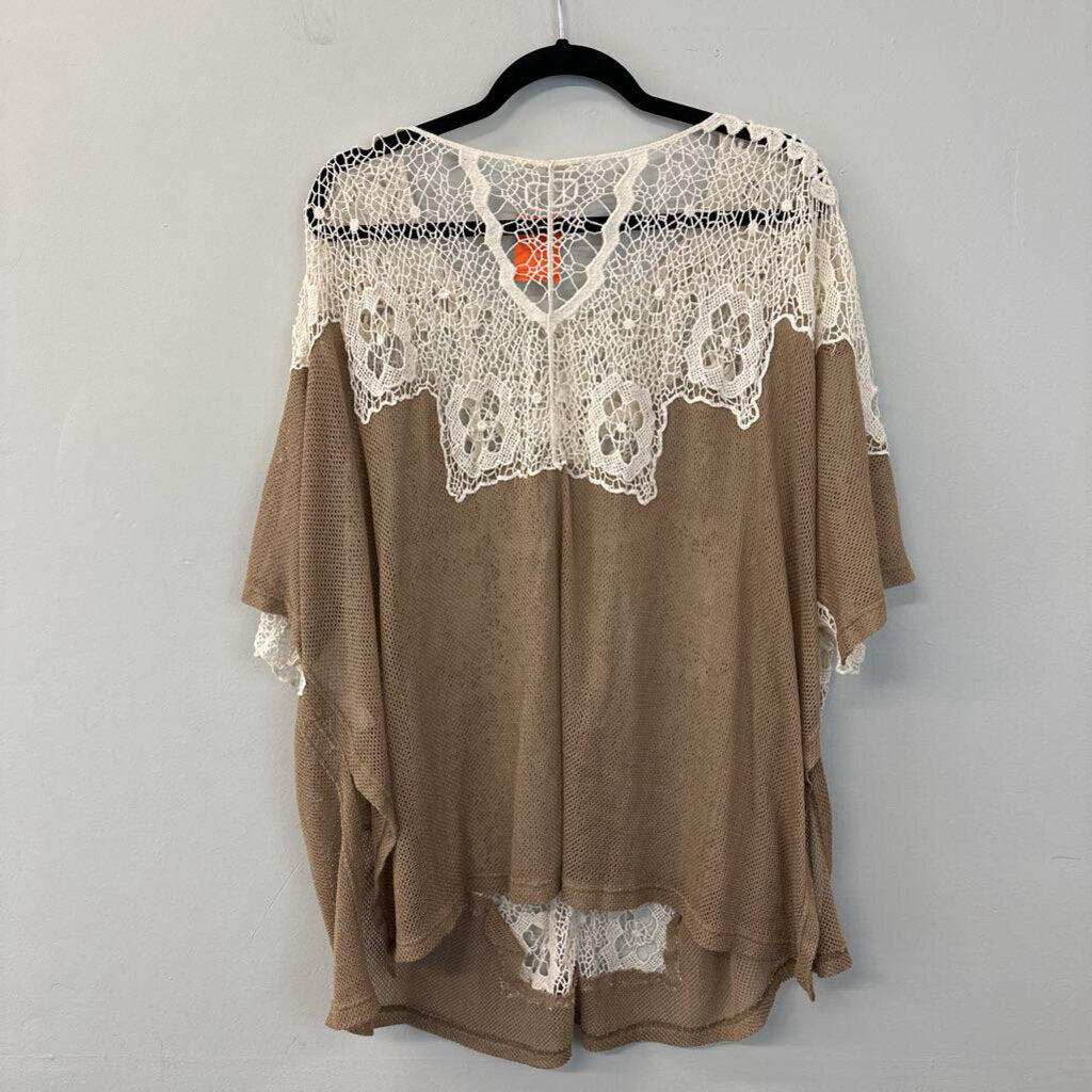 Sheer Crochet Front Tunic Top