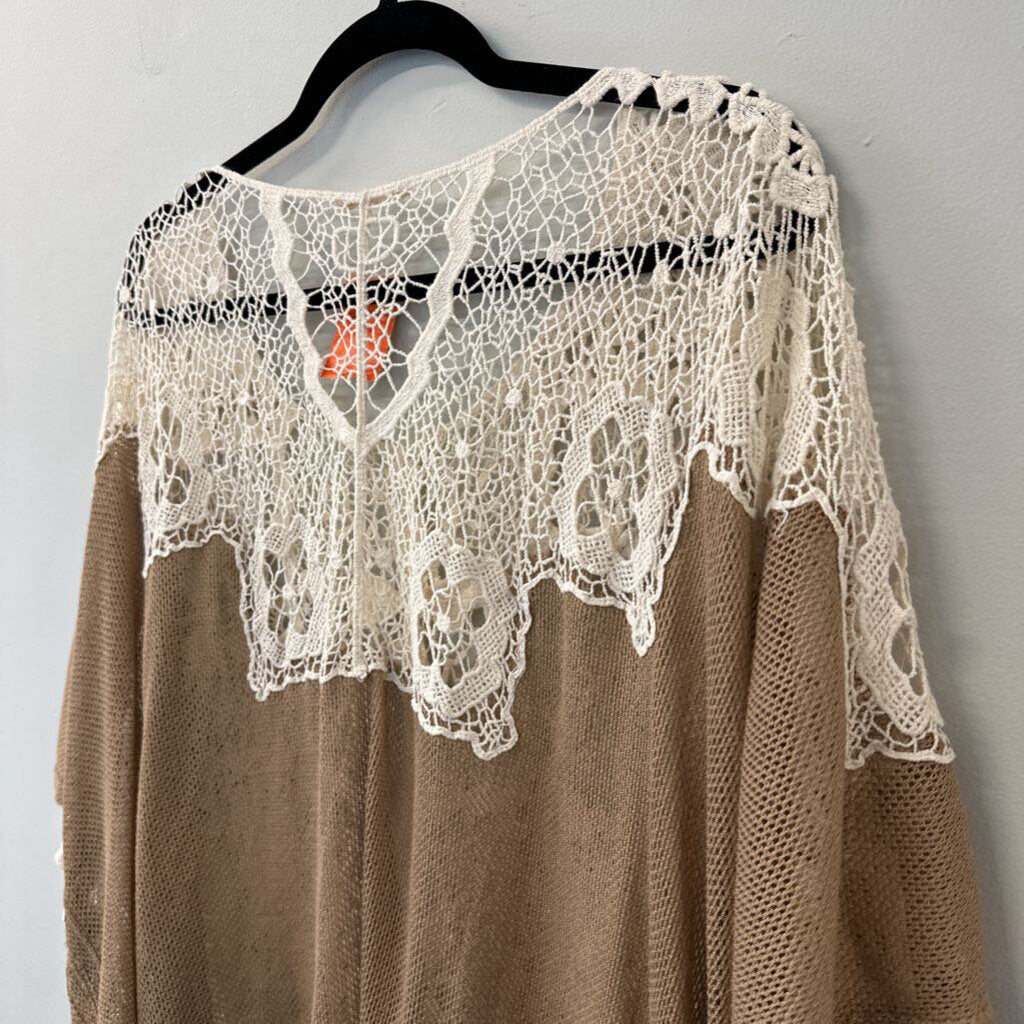 Sheer Crochet Front Tunic Top