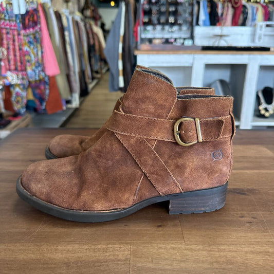 Born Brown Suede Leather Ankle Boots 7.5