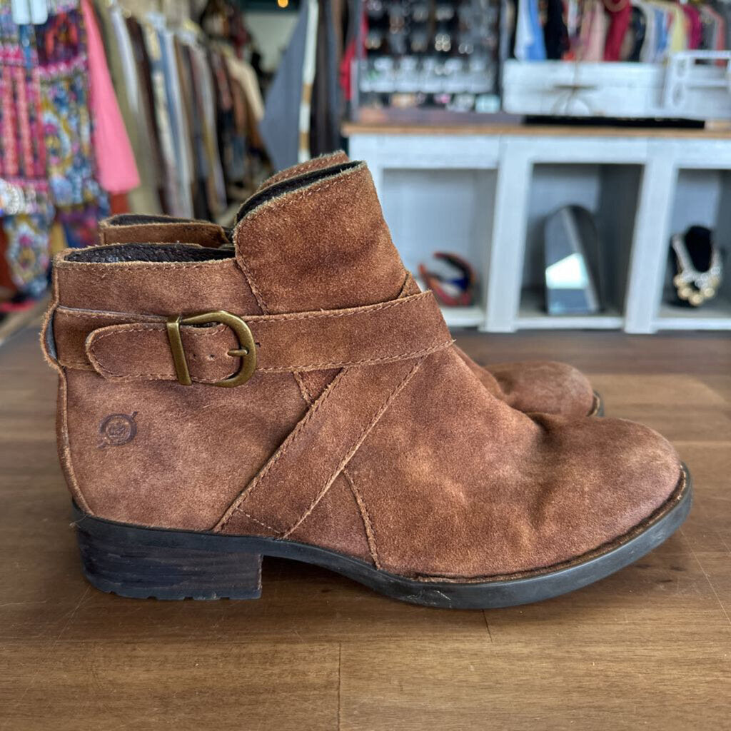 Born Brown Suede Leather Ankle Boots 7.5