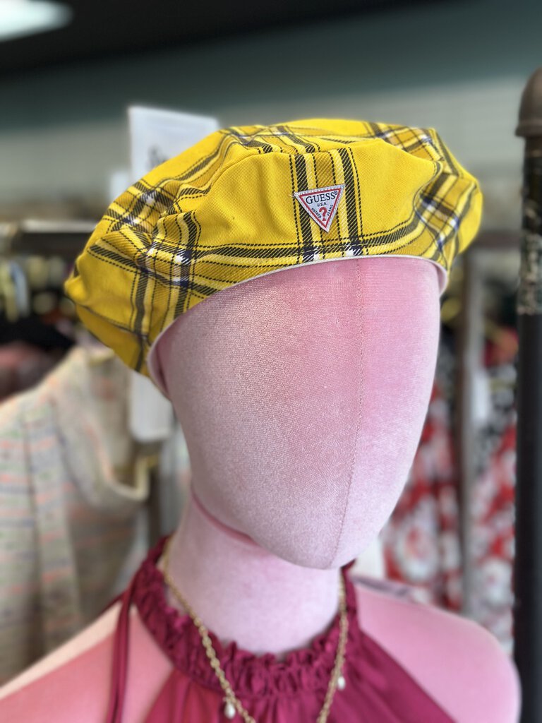 Guess Yellow/ Black Plaid Hat