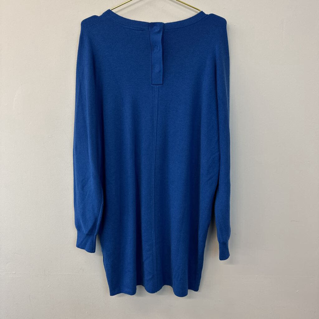 Anthropologie Blue Long Sleeve V Neck Sweater Dress Medium