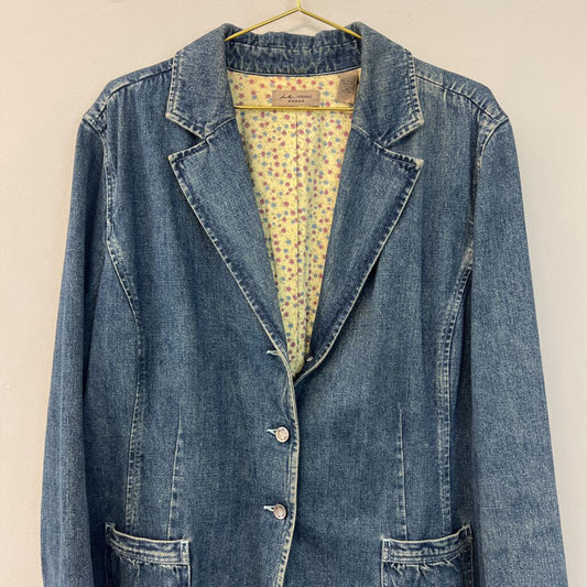 I.E Relaxed Medium Wash Denim Blazer Jacket 3X