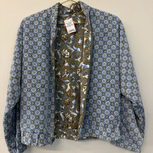 Vintage Blue/ Green Print Reversible Jacket Medium