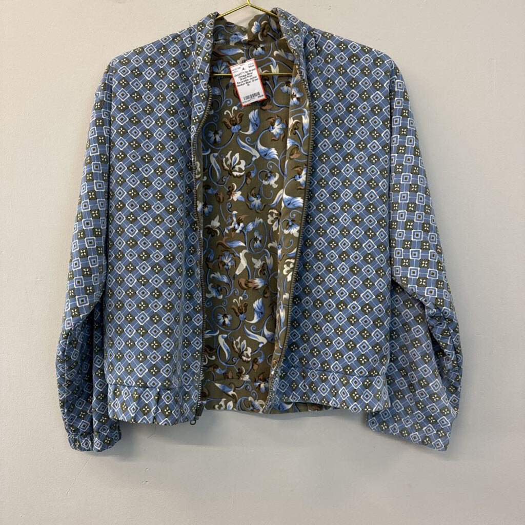 Vintage Blue/ Green Print Reversible Jacket Medium