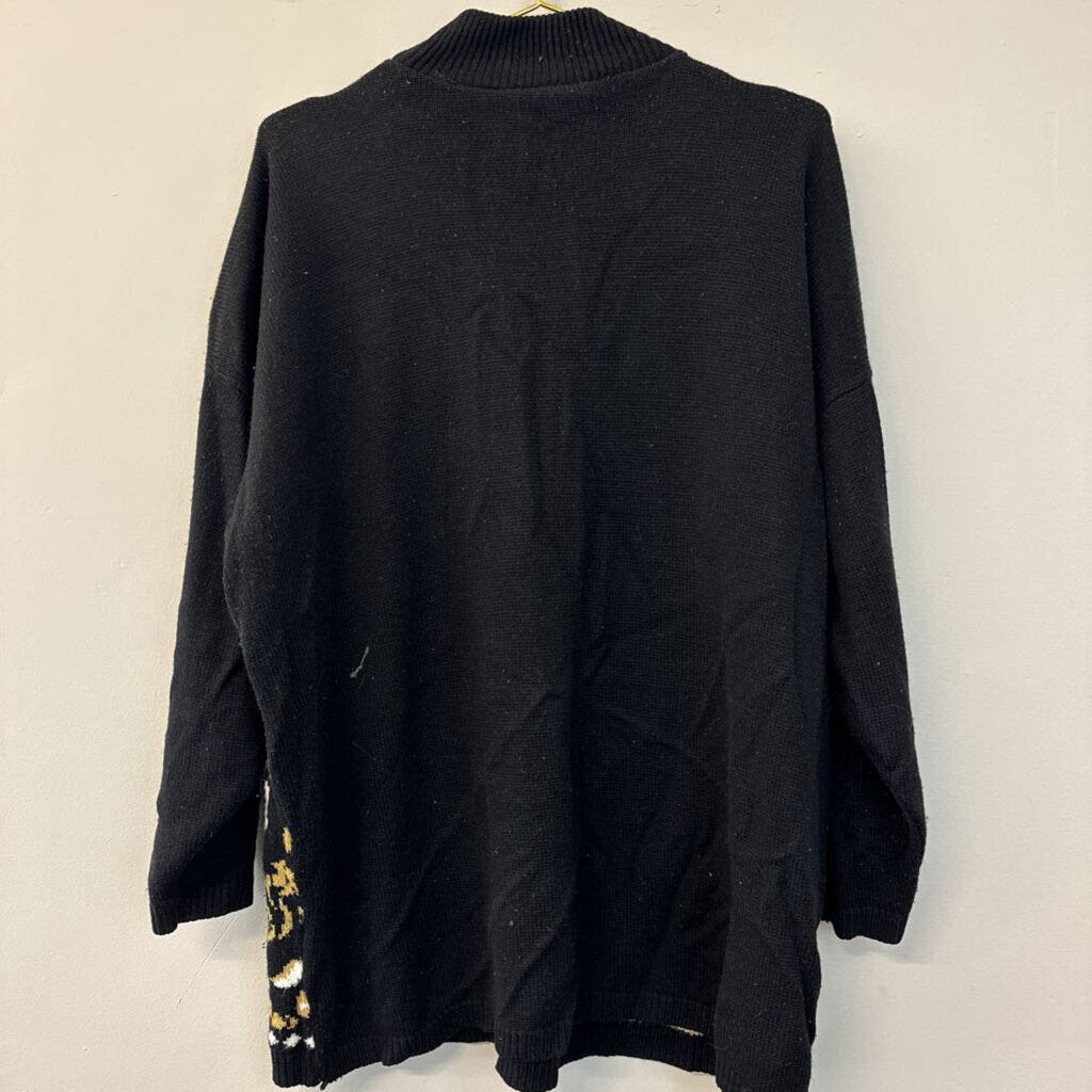 Vintage Trimmings Plus Black/ White/ Gold Long Sleeve Turtleneck Sweater Extra Large