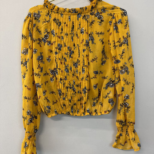 Self Esteem Yellow/ Blue Floral Long Sleeve Top Small