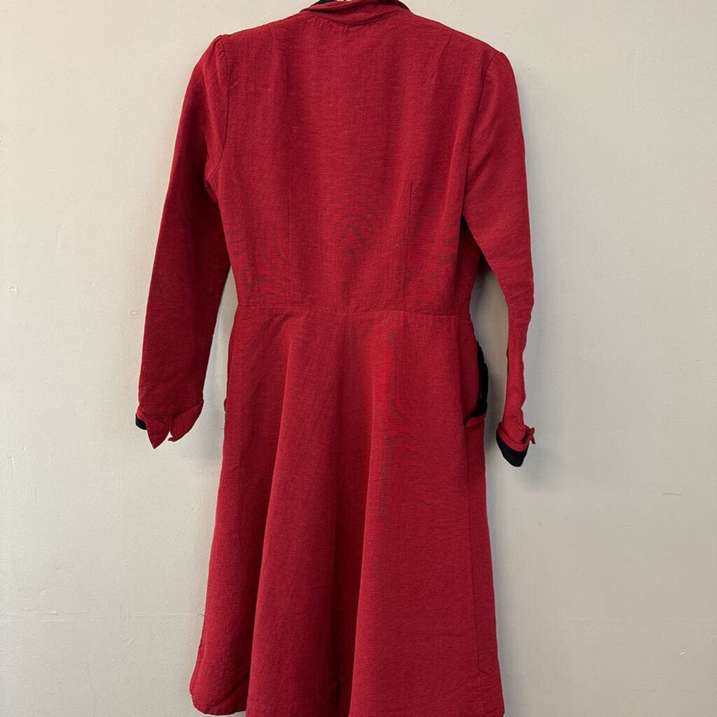 Vintage Candice Gwinn Red/ Black Long Sleeve Coat Dress 6