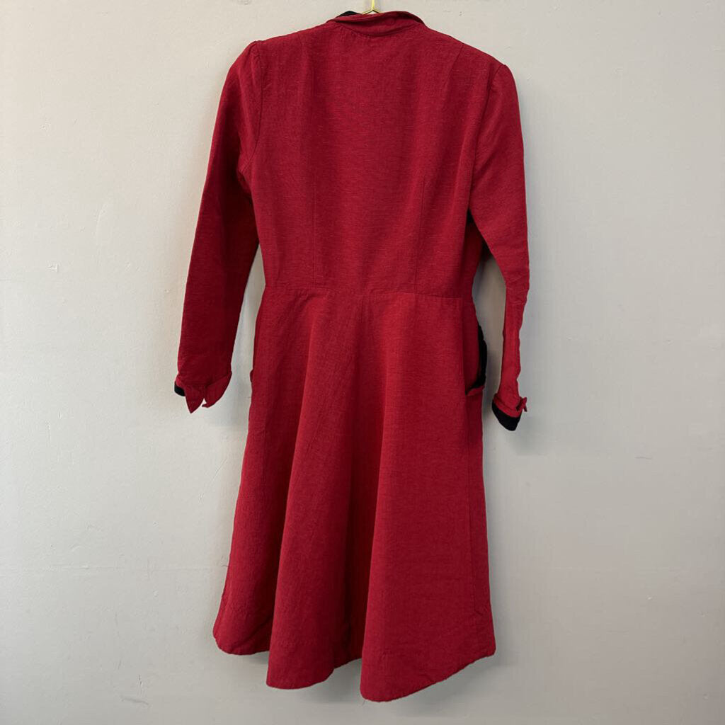 Vintage Candice Gwinn Red/ Black Long Sleeve Coat Dress 6