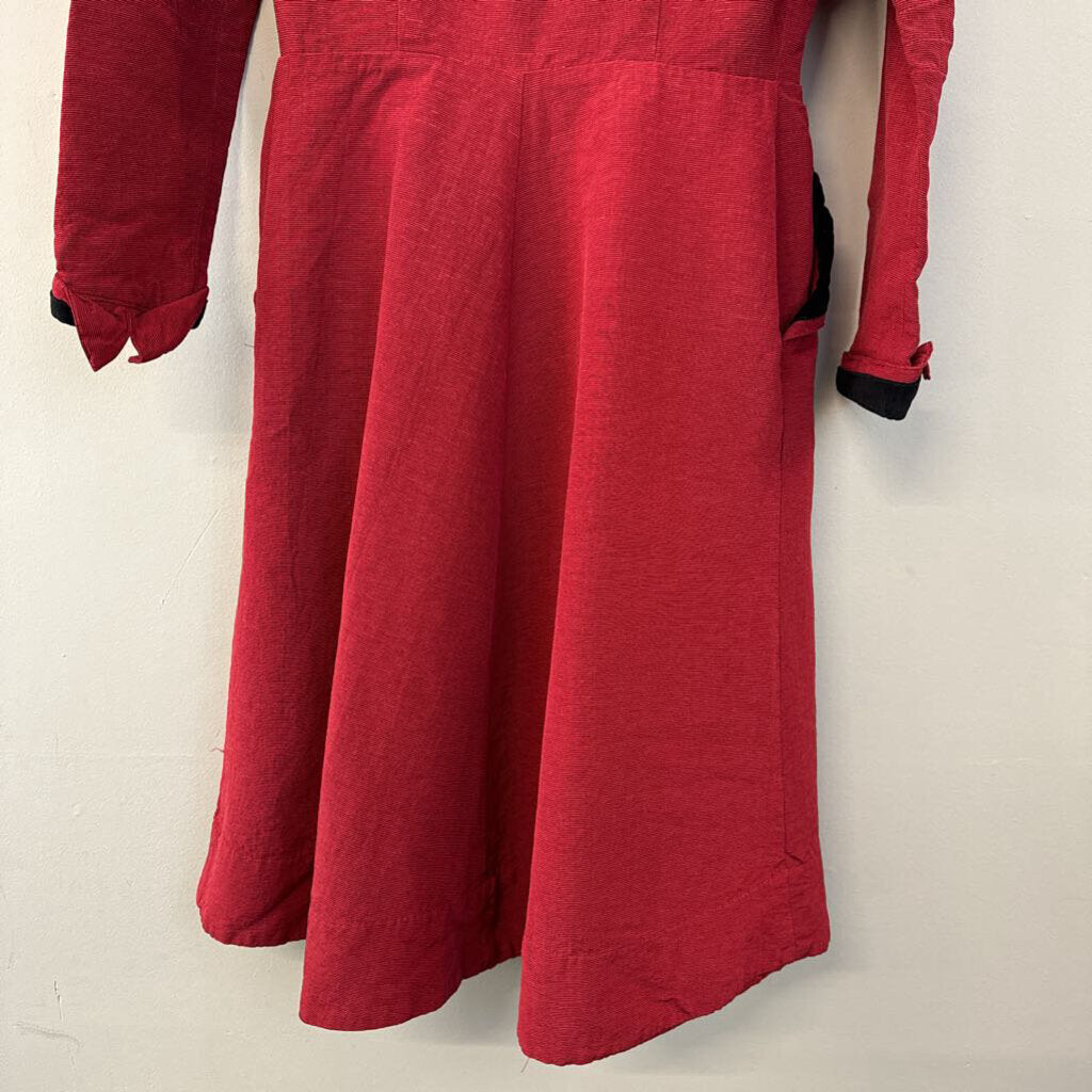 Vintage Candice Gwinn Red/ Black Long Sleeve Coat Dress 6