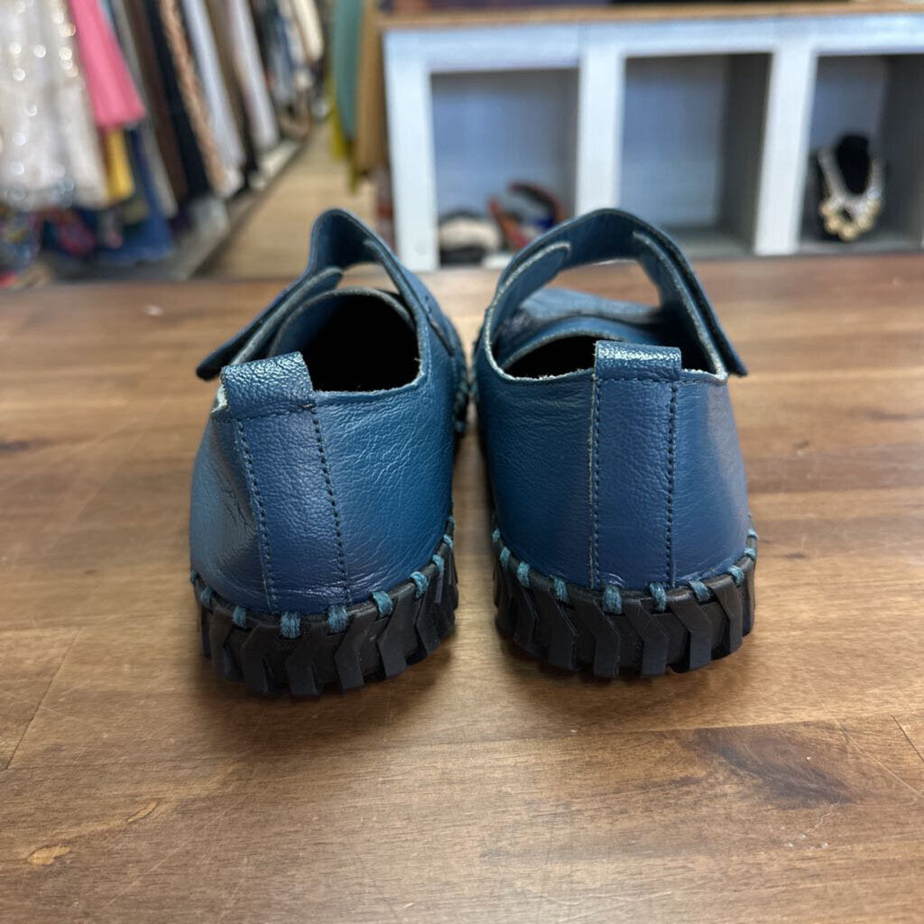 Blue Leather Slip On Shoes 8.5