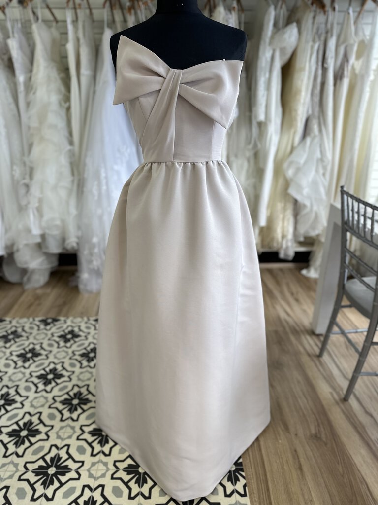 Amsale "Abby" Beige Gown with Bow Detail 8