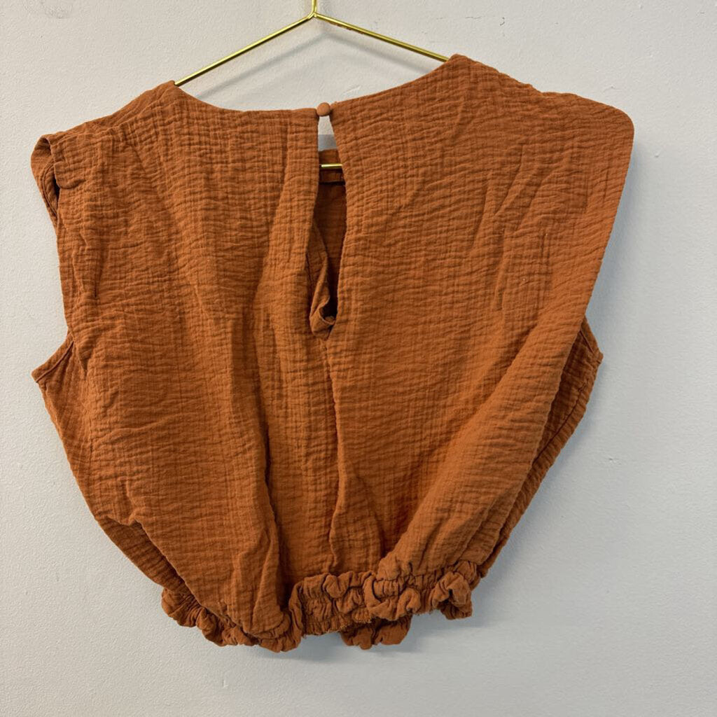 A New Day Brown Textured Sleeveless Crop Top Medium