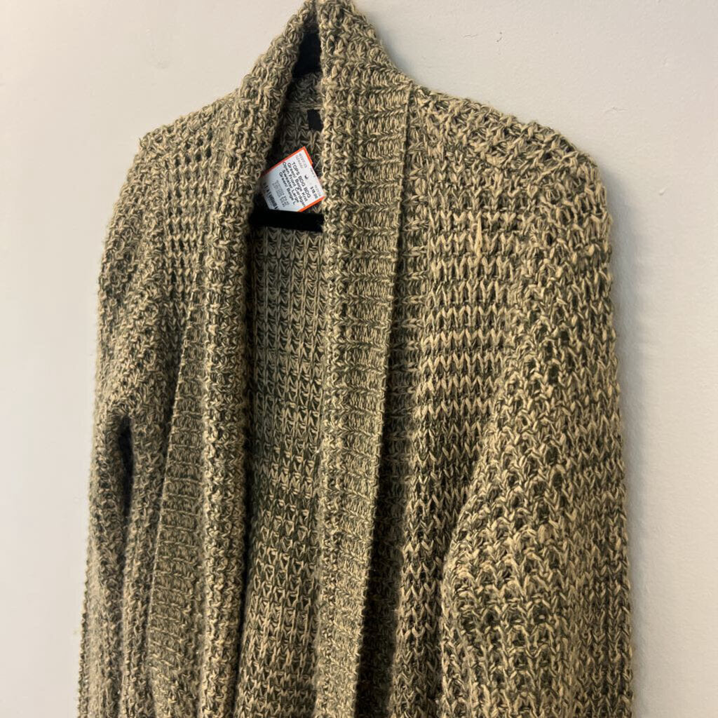 BDG Green/ Beige Knit Open Front Cardigan Sweater Large