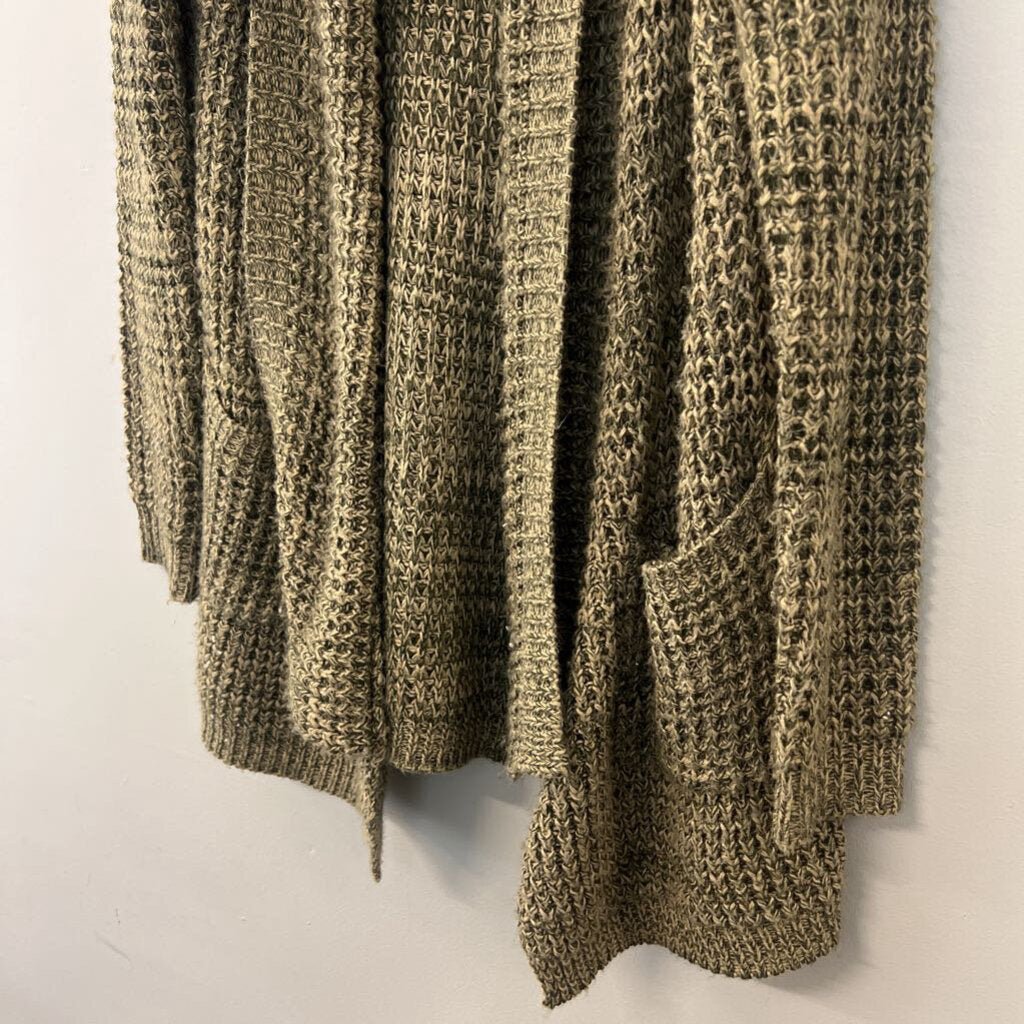 BDG Green/ Beige Knit Open Front Cardigan Sweater Large