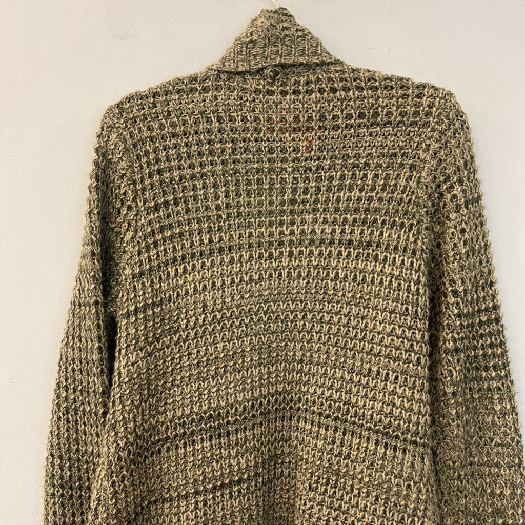 BDG Green/ Beige Knit Open Front Cardigan Sweater Large