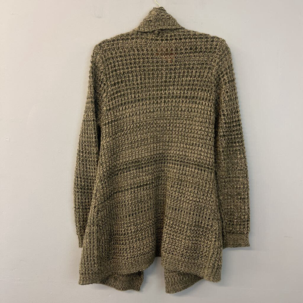 BDG Green/ Beige Knit Open Front Cardigan Sweater Large