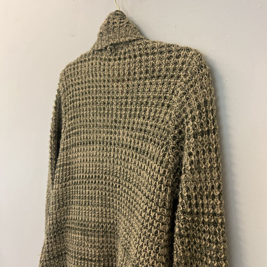 BDG Green/ Beige Knit Open Front Cardigan Sweater Large