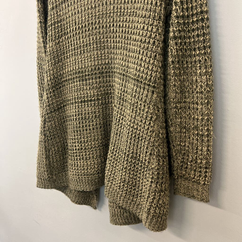 BDG Green/ Beige Knit Open Front Cardigan Sweater Large