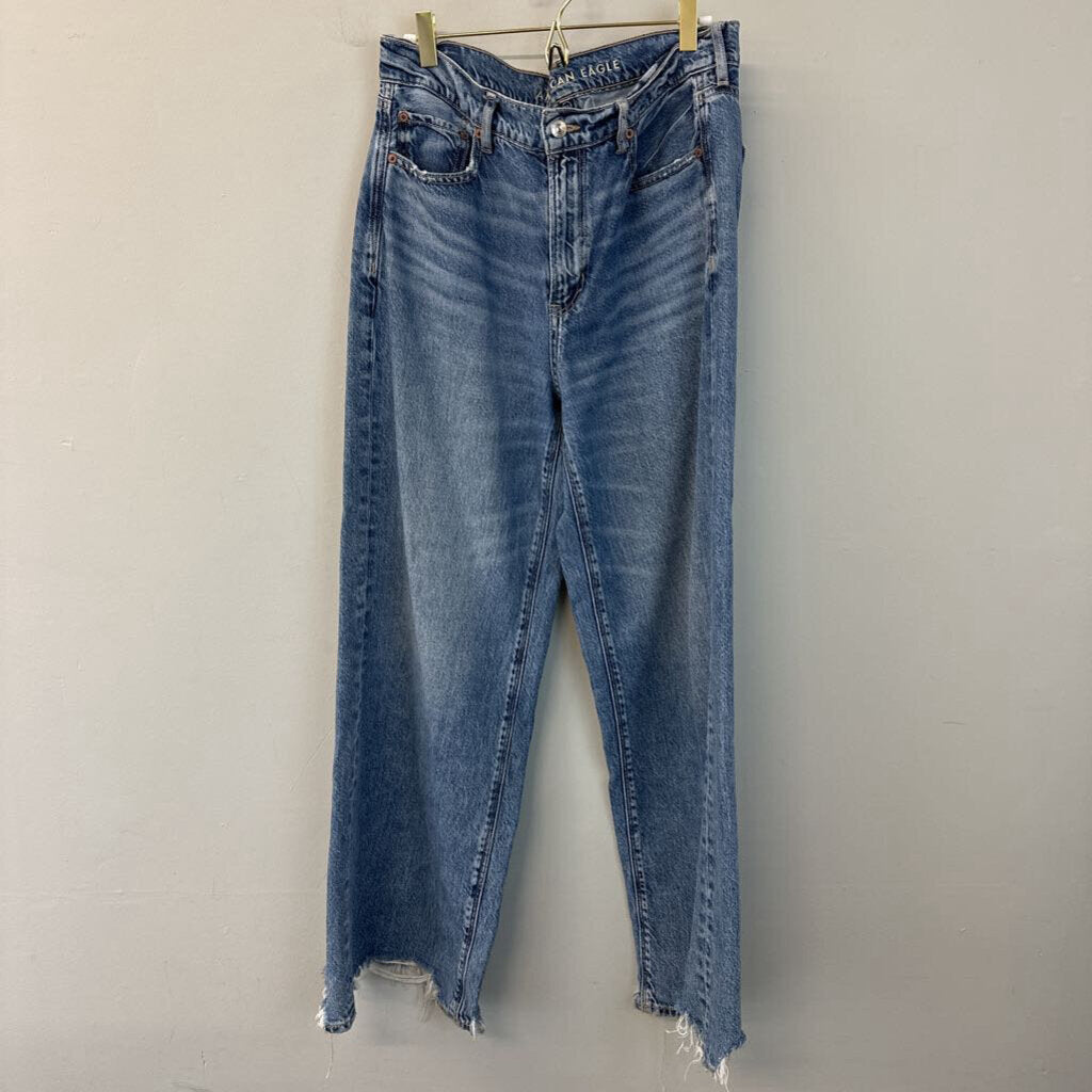 American Eagle Medium Wash Super High Rise Baggy Wide Leg Jeans 10